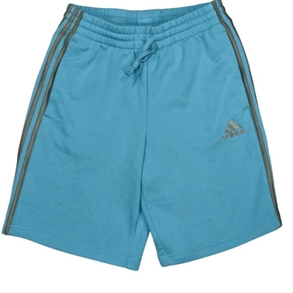 Adidas Men's 3-Stripes 10" Fleece Short Blue Drawstring Elastic Waist shorts - Picture 7 of 16